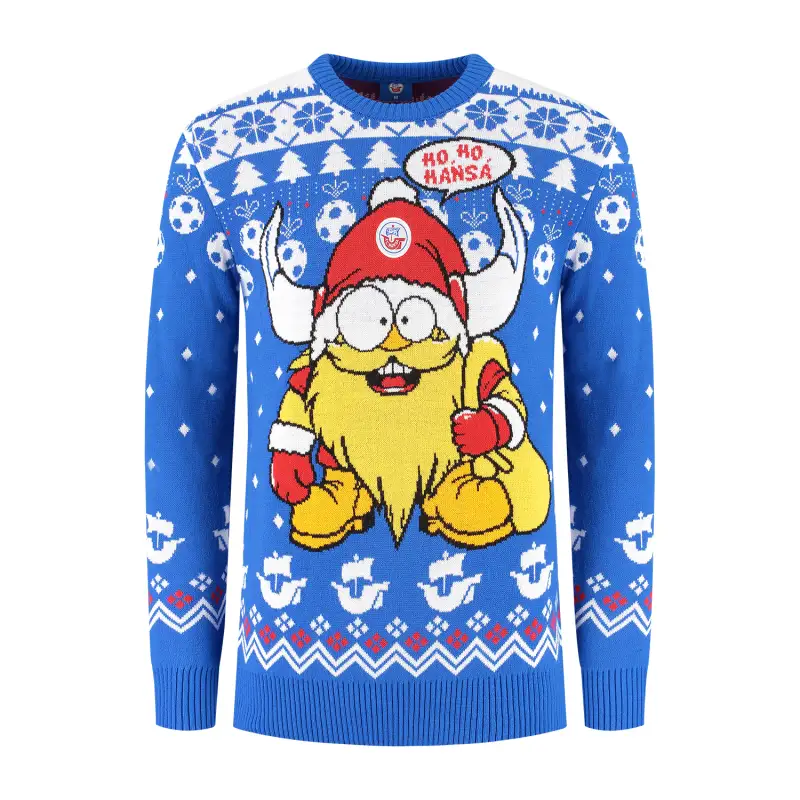 Hansa Rostock custom kersttrui kerstsweater voorkant
