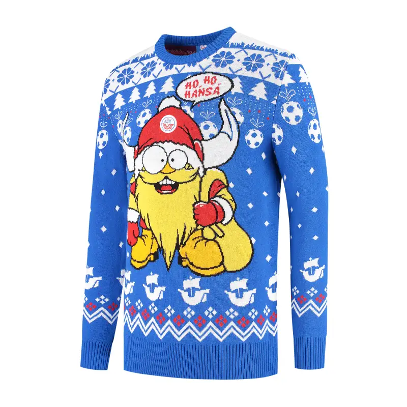 Hansa Rostock custom kersttrui kerstsweater zijkant