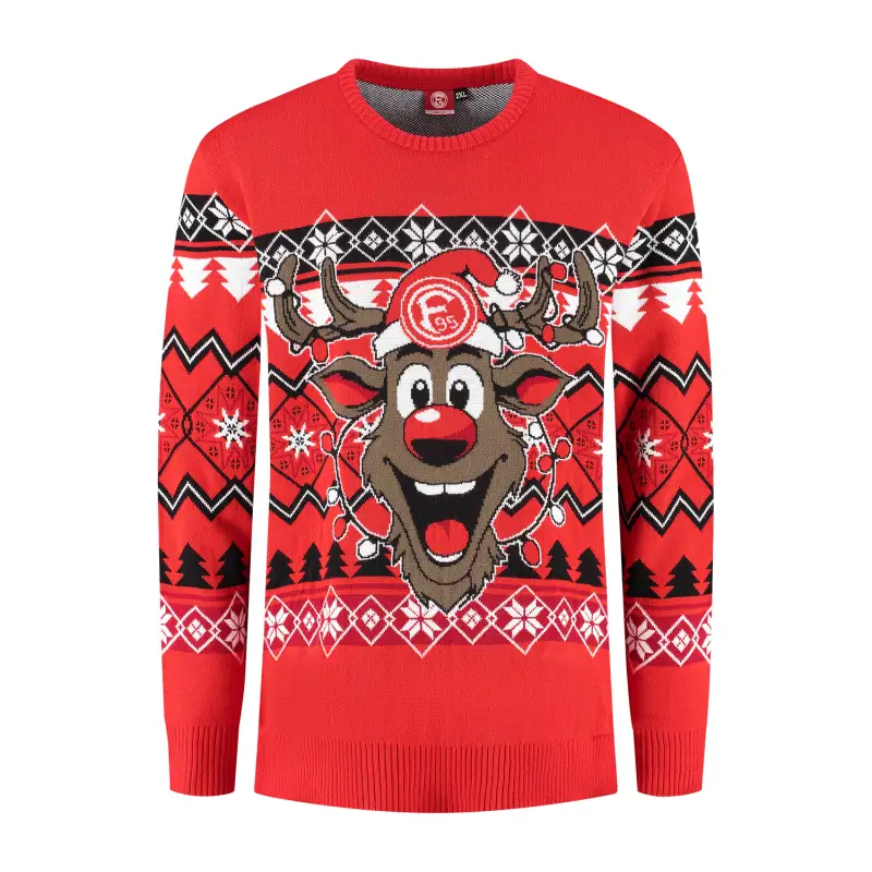 Fortuna Düsseldorf custom kersttrui kerstsweater voorkant